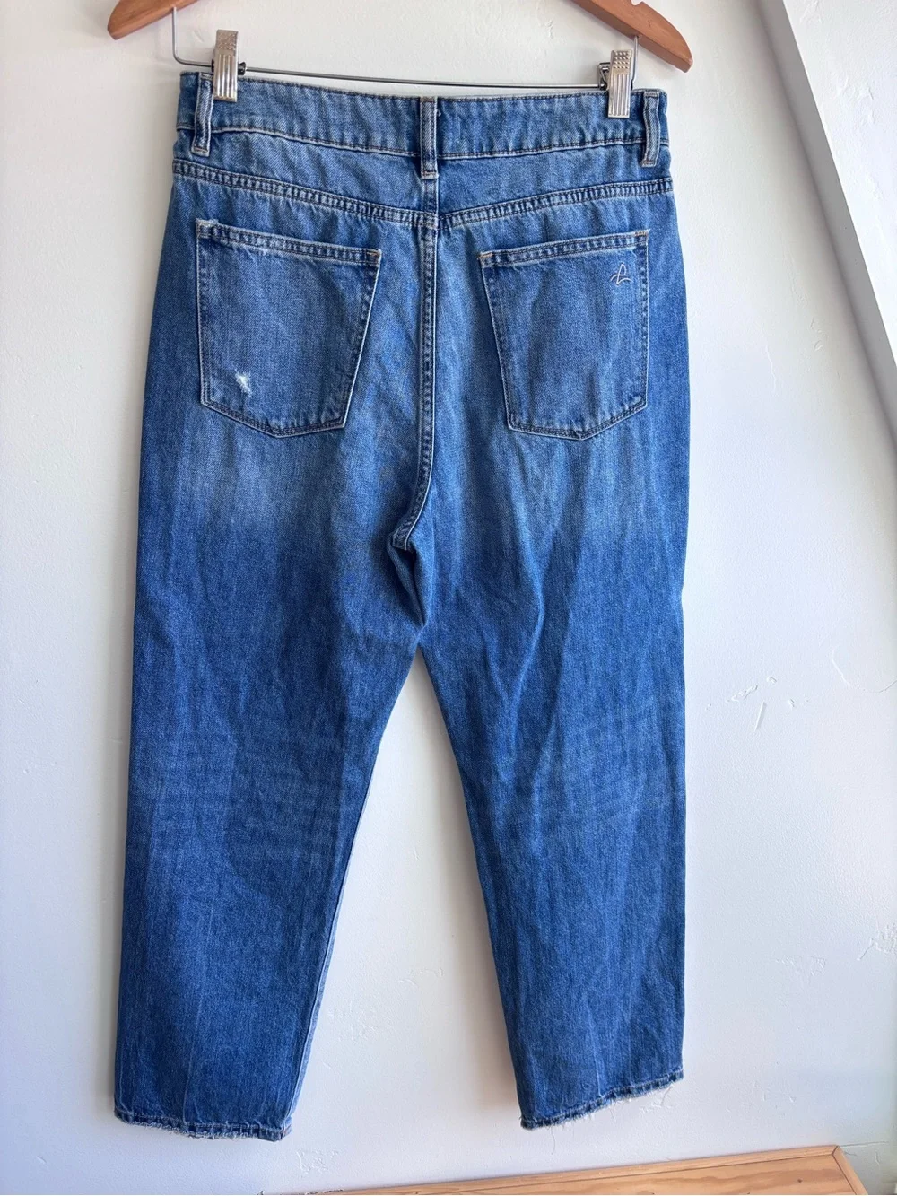 DL1961 Jerry High Rise Vintage Straight Denim Jeans tuxedo stripe button fly 28